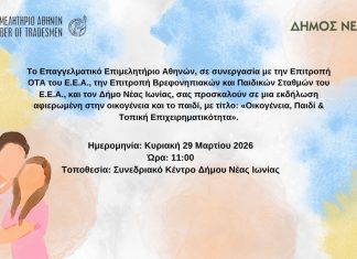 Ε.Ε.Α. – Δ. Νέας Ιωνίας: «Οικογένεια, Παιδί & Τοπική Επιχειρηματικότητα»